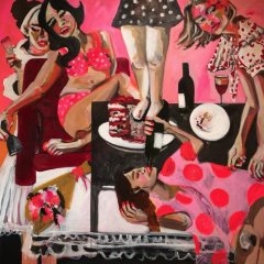 Toni Clarke

_She put her foot in it_ 
120x120cm acrylic on canvas
$4,200